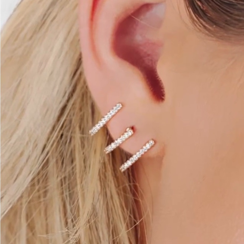 AUTHENTIC Ettika 18 K Gold plated Triple Bar Earrings